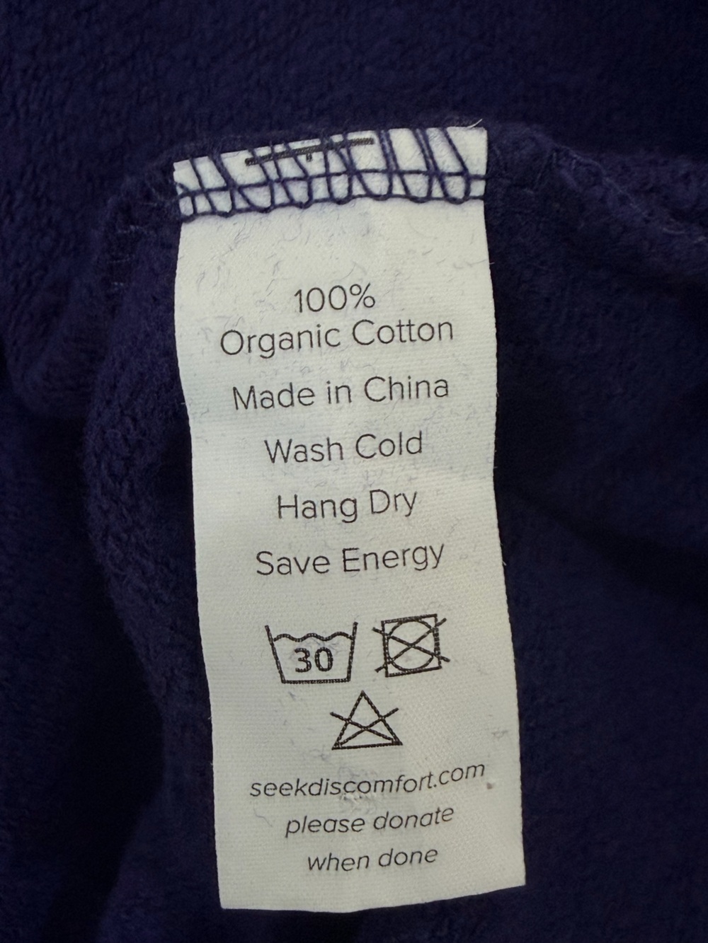 Organic Cotton Seek Discomfort Men's Deep Purple Hoodie Sweatshirt. - Picture 8 of 11